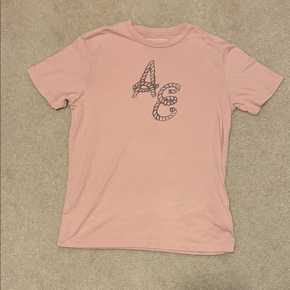 American Eagle Soft Standard Fit Tee in Warm Pink/Red